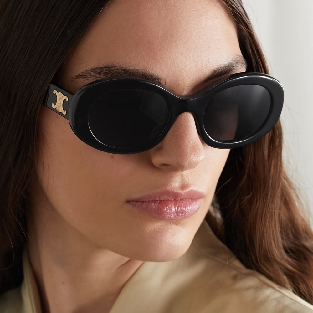 Celine Triomphe Black and Gold Sunglasses